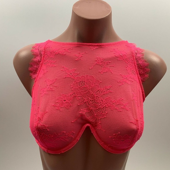 2 VICTORIAS SECRETS VERY SEXY HIGH NECK BRAS, DUSTY ROSE & NEON PINK 34DD - Picture 7 of 11